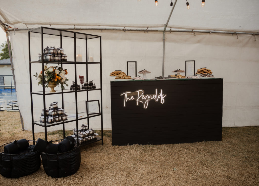 sunset backyard wedding