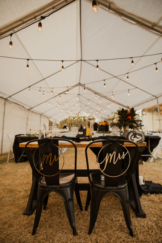 sunset backyard wedding