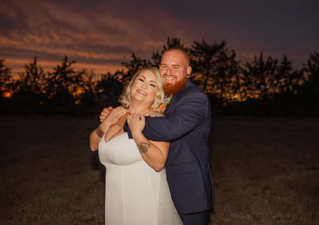 sunset backyard wedding