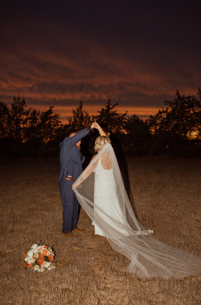 sunset backyard wedding