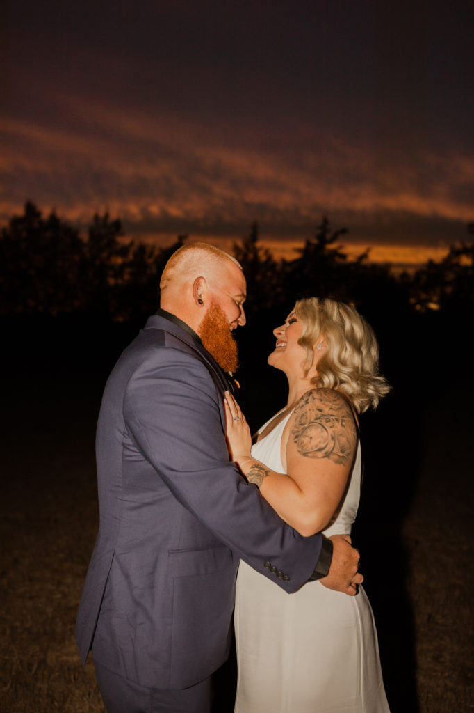 sunset backyard wedding