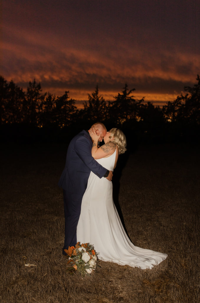 sunset backyard wedding