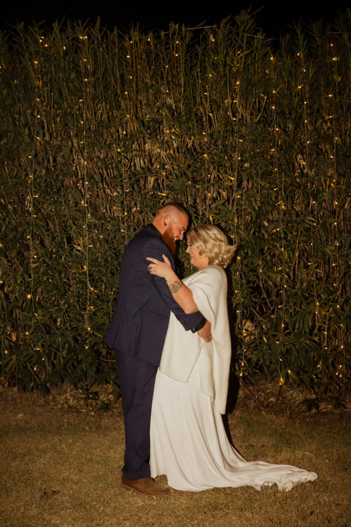 sunset backyard wedding