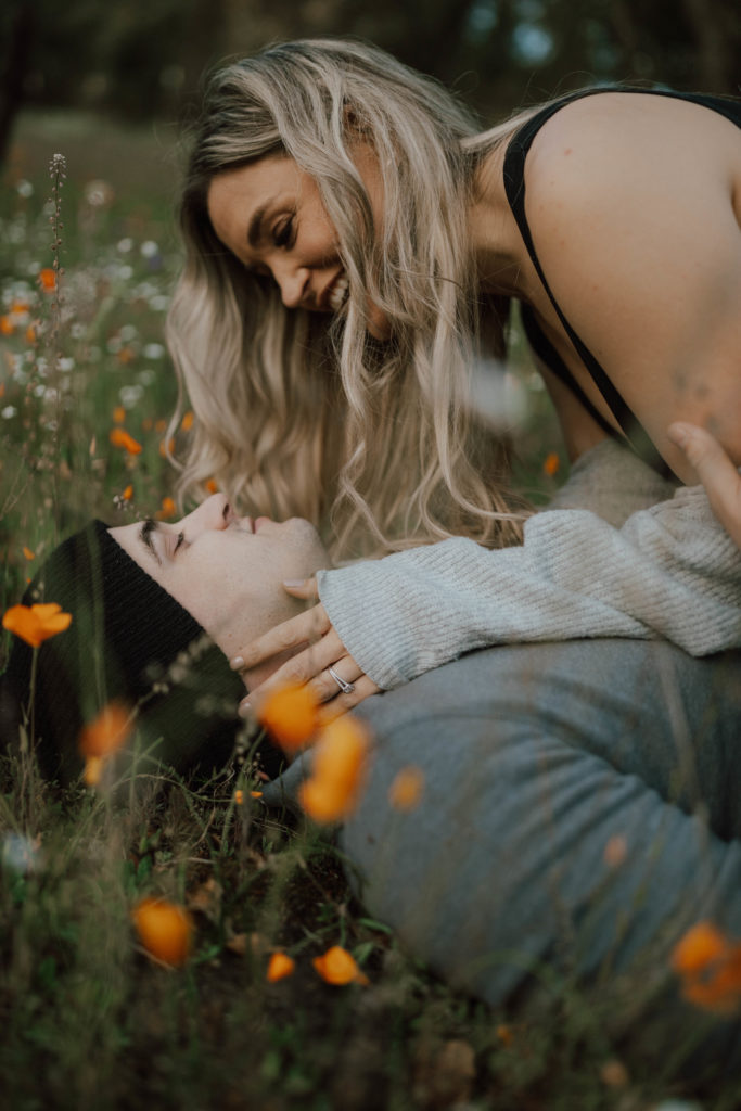 wildflower engagement photoshoot